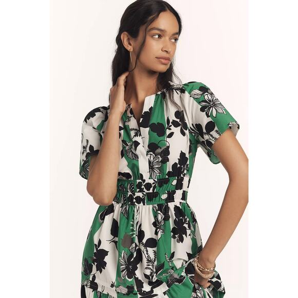 nwt by ANTHRPOLOGIE sz 2X Somerset Maxi Dress: Silver Motif - Picture 2 of 4